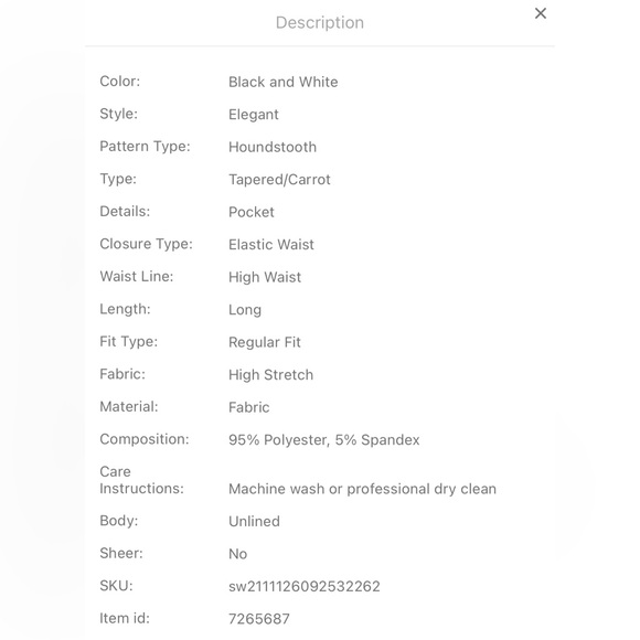 🆕 SHEIN Houndstooth Print Slant Pocket Tapered Pants Women’s Size Medium (US 6) - Picture 10 of 10